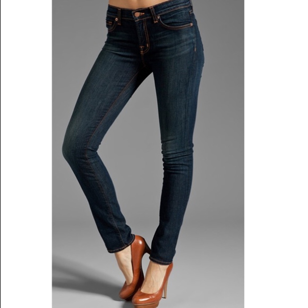 J Brand Mid Rise Stove Pipe Skinny in Dark Vintage